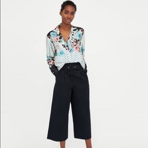 Zara Polka Dot & Floral Print Top NWT - M